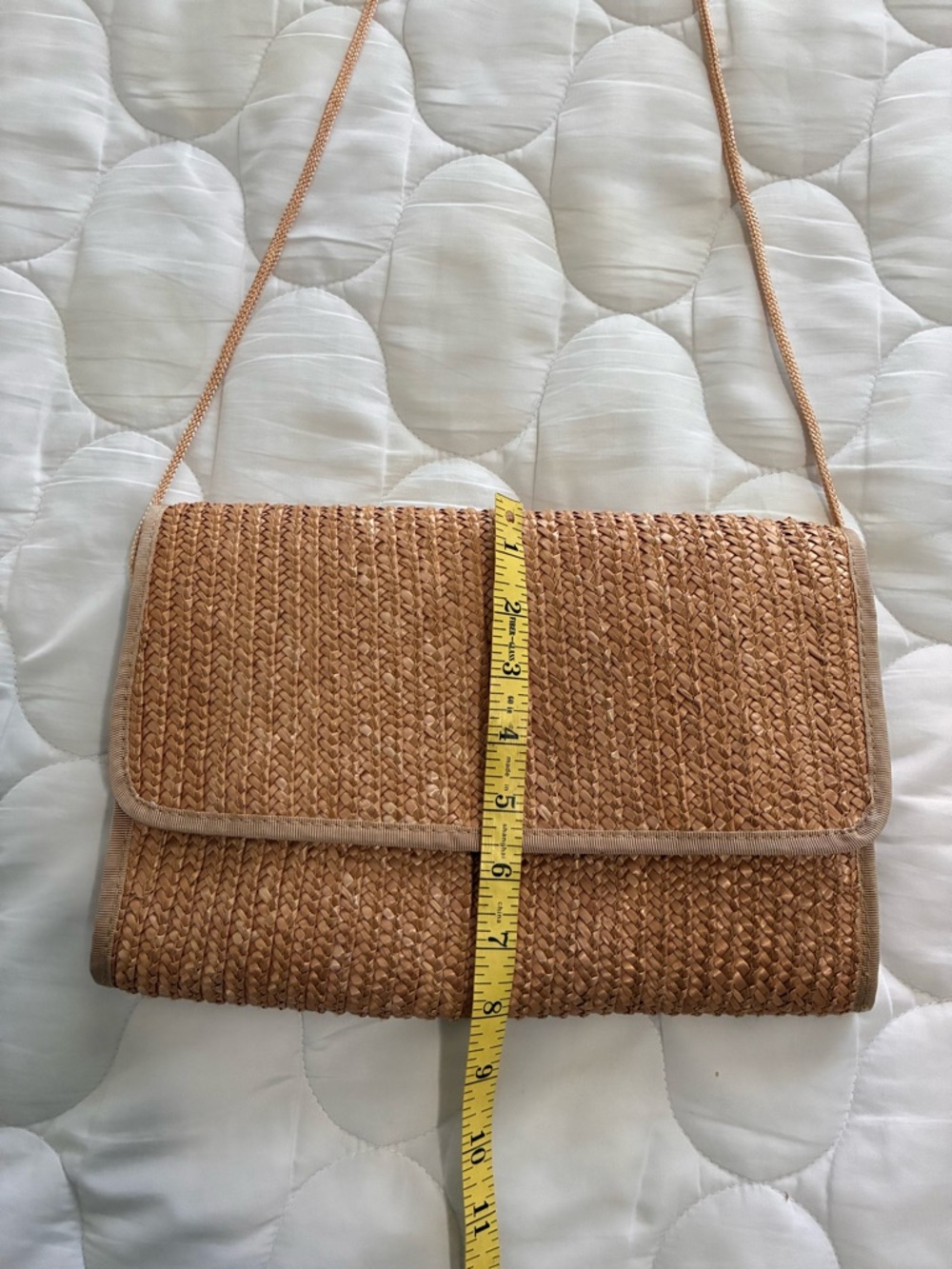 Woven Straw Rattan Wicker Purse Crossbody Waves Tandem Bags Of California - Picture 6 of 10